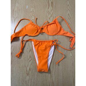 B6 New Women’s 2Pc SHEIN Bikini 👙 Set Cheeky Orange size Medium